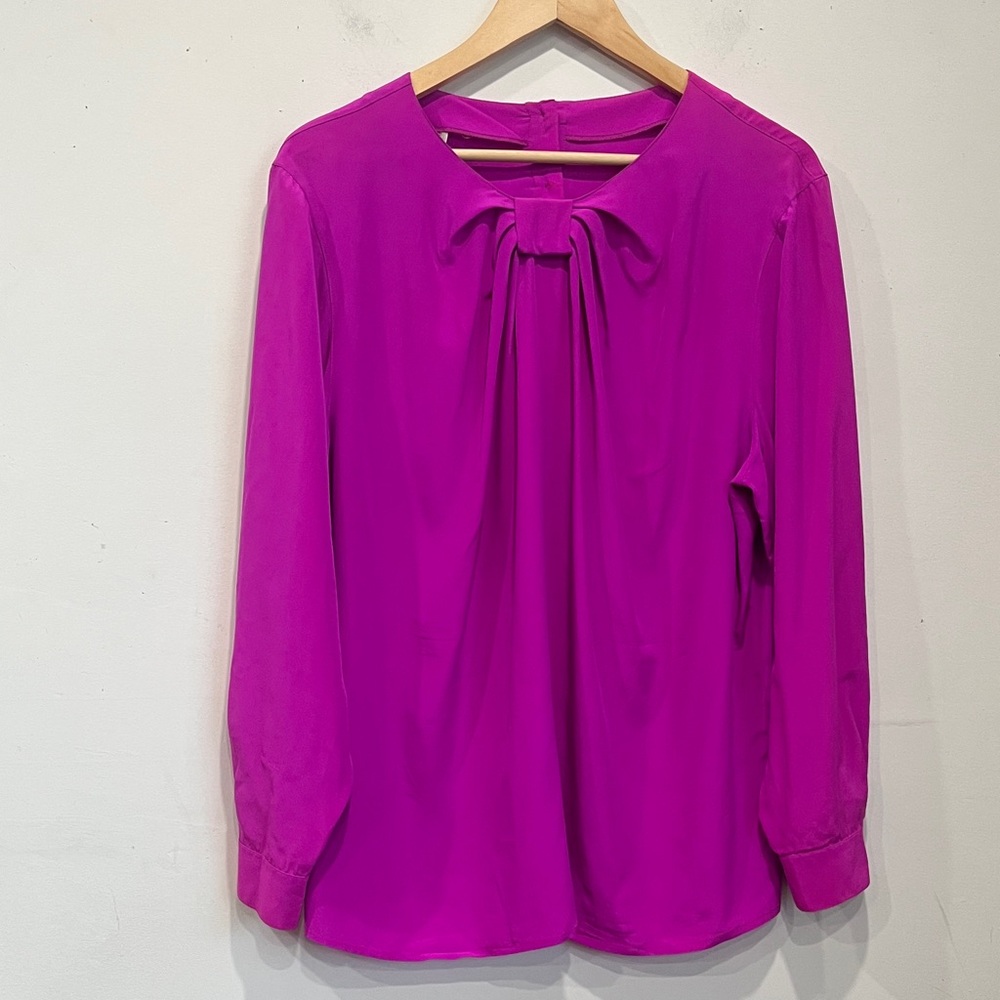 Heritage House Silk Long Sleeve Blouse in Hot Pink/ Magenta size 16/XL